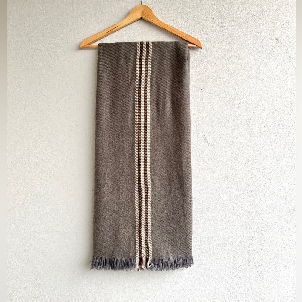 Taupe Fringed Blanket Scarf